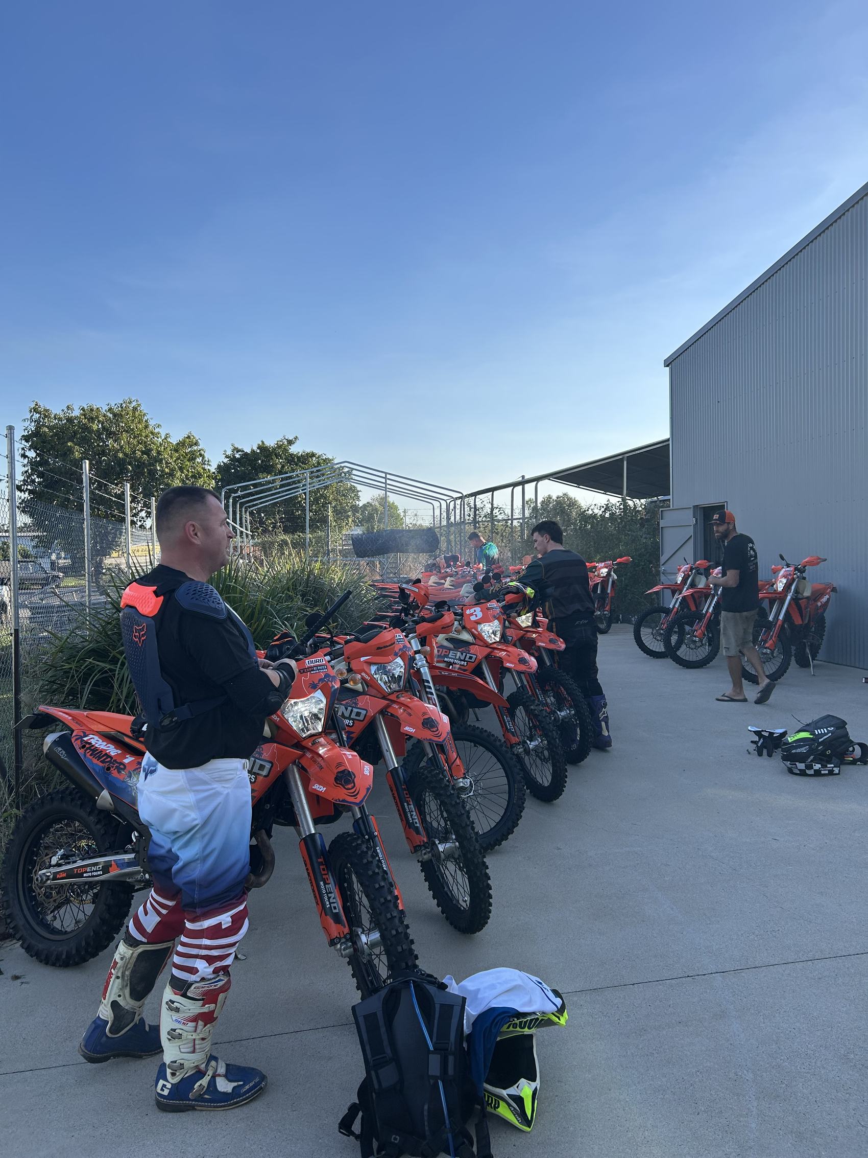 The bikes lined up and geared for the road